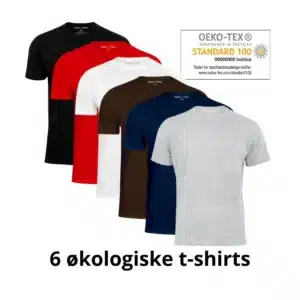 6-pak t-shirts i seks farver