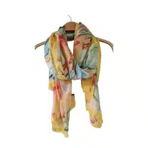 Tørklæde i abstrakt mønster og flere farver - Viskose/silke