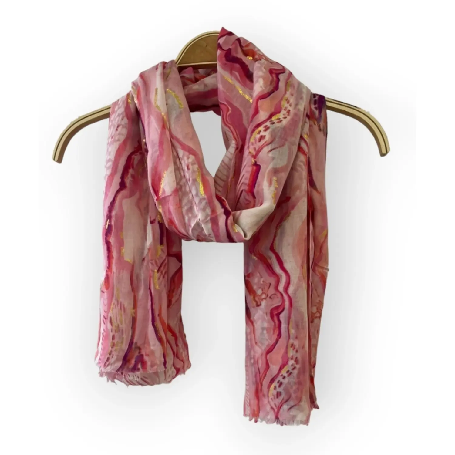 Lyserød / pink / rød tørklæde i bomuld og viskose