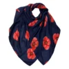 Mørkeblå tørklæde med røde blomster
