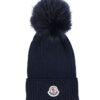 Moncler Hue - Uld - Navy m. Imiteret Pels